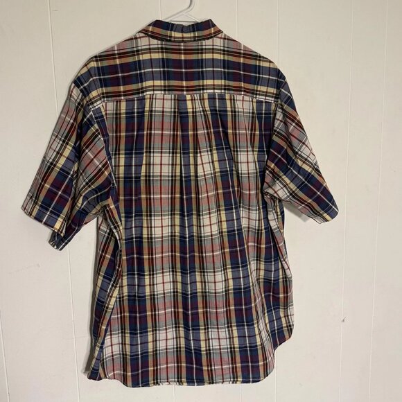 Savile Row Shirt Mens Multicolor Plaid Short Sleeve Button Front Casual - Picture 2 of 6